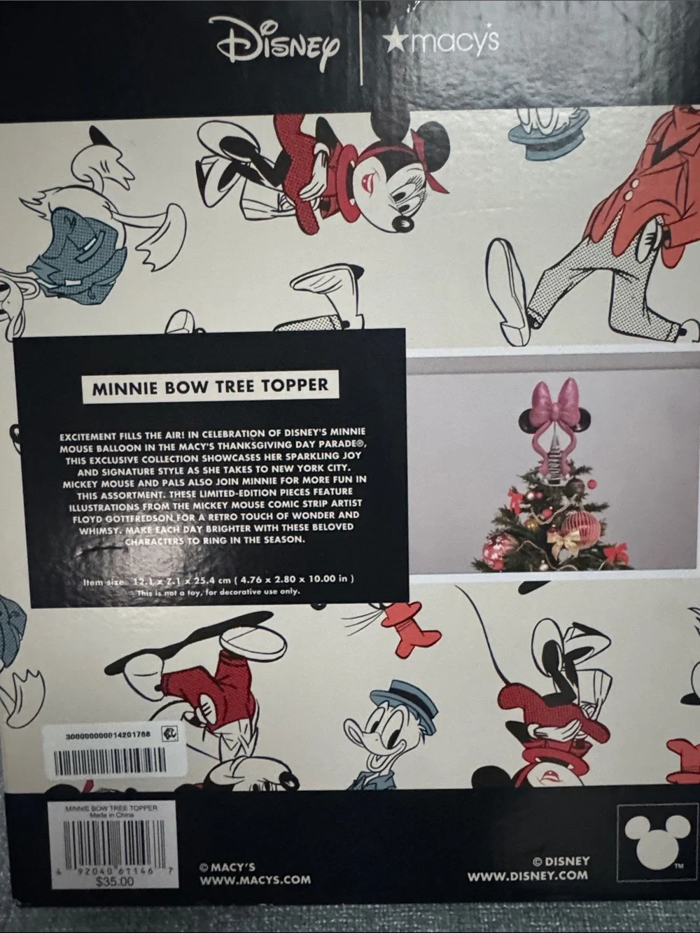 Disney Minnie Bow Tree Topper - Rose Pink Glitter with Black Ears